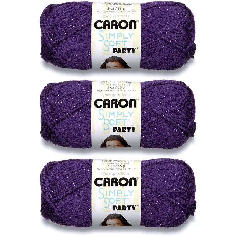 Caron Simply Soft Party Yarn (3-Pack) Purple Sparkle H97PAR-6
